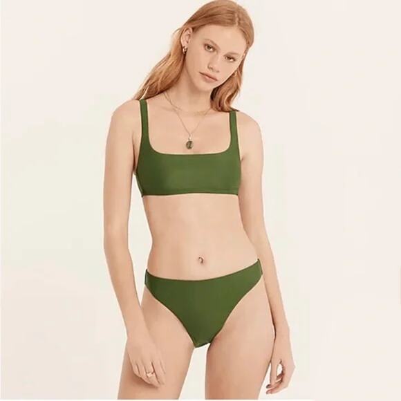New NWT J. Crew Green High Rise Bikini Swim Bathing Suit Bottom Women's Size XXL - Picture 1 of 10